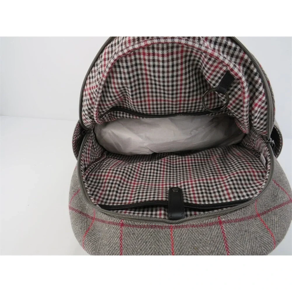 Baekgaard Clark Backpack Full-Size Plaid Flannel Leather Trim‎ Laptop Bag NWT